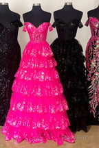 Princess Off the Shoulder Sequined Lace Prom Dress