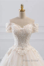 Princess Off The Shoulder Tulle Wedding Dresses With Lace Appliques Elegant Beautiful