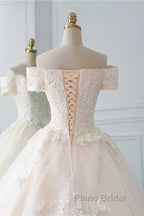 Princess Off The Shoulder Tulle Wedding Dresses With Lace Appliques Elegant Beautiful
