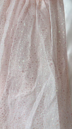 Princess Pink Strapless Bow Sequined Tulle Ball Gown Prom Dresses Sweet 16 Dresses