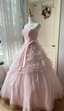 Princess Pink Strapless Tulle Ball Gown Prom Dresses