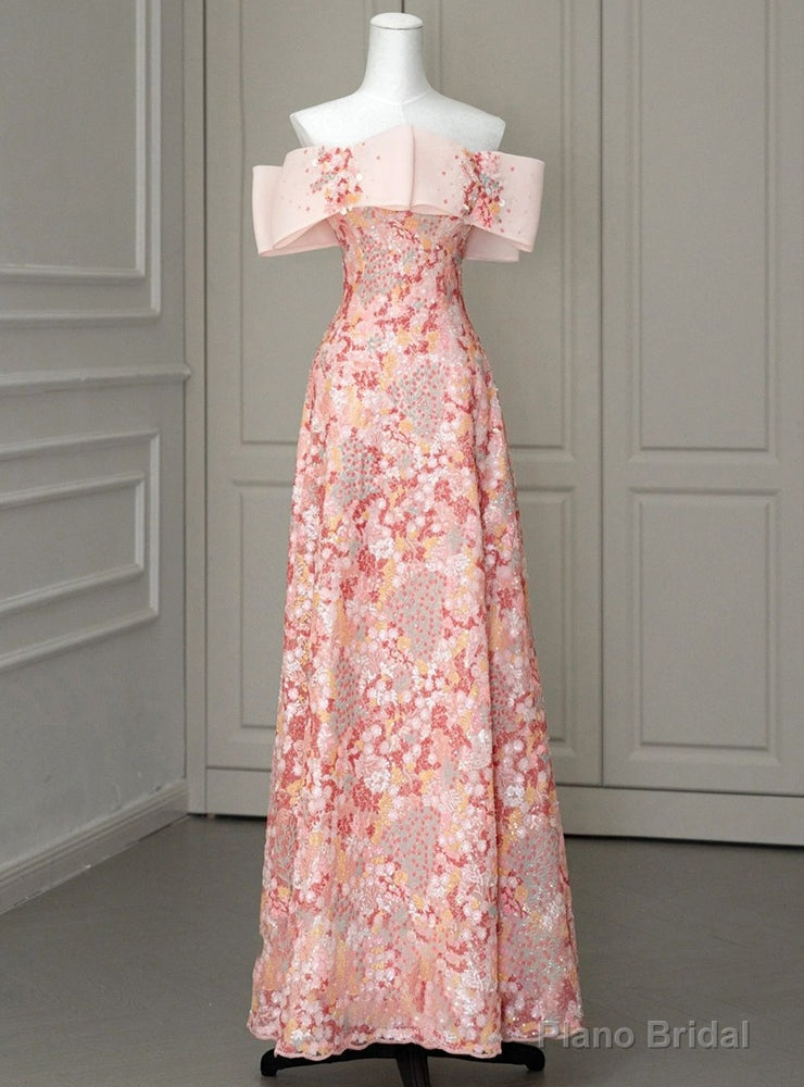 Princess Pink Tulle Sequins Strapless Prom Dress Main image