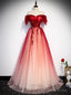 Princess Red Tulle Off the Shoulder Beading Prom Dress
