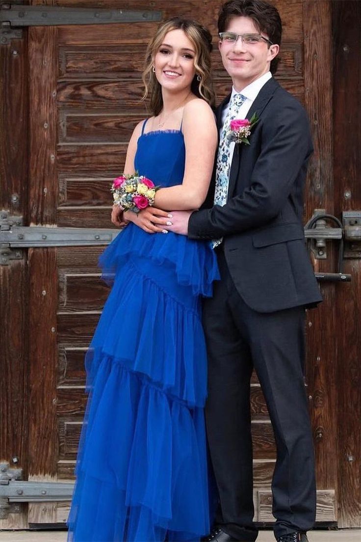 Princess Royal Blue Tiered Tulle Formal Prom Dresses  Formal Dresses Secondary image