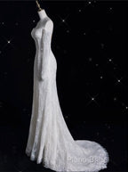 Princess Sheath Off The Shoulder White Lace Long Wedding Dresses Brides Dresses