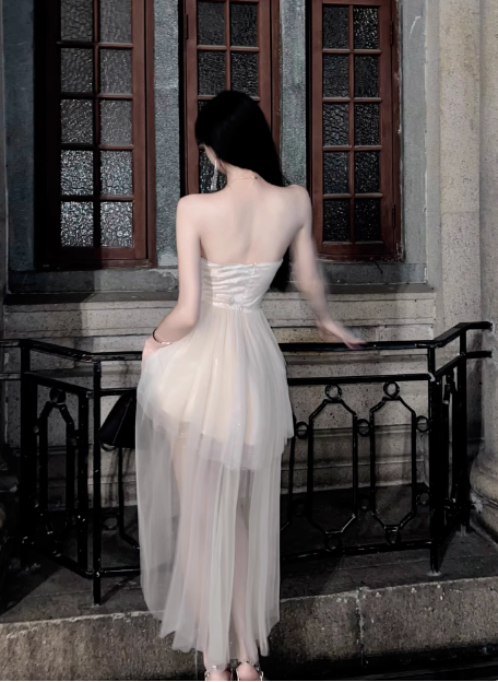 Princess Tube Top One Shoulder Tulle Train 17Th Birthday Homecoming Dresses Secondary image
