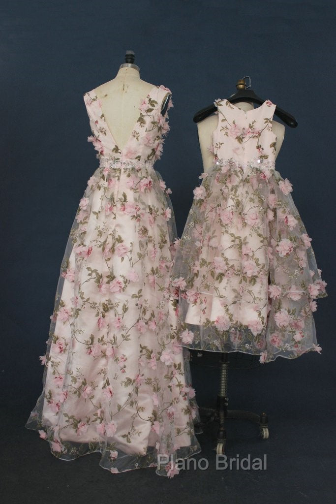 Printing Flower Long Unique Pink Formal Prom Dresses Secondary image