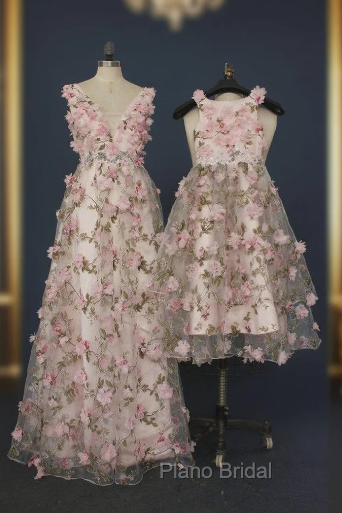 Printing Flower Long Unique Pink Formal Prom Dresses Main image