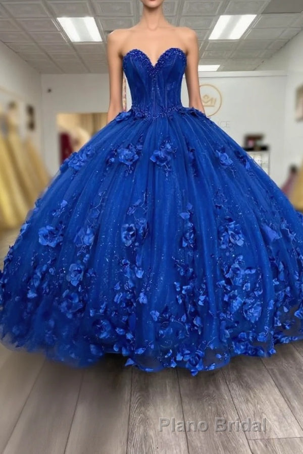 Royal Blue Quinceanera Dresses Ball Gown With Appliques Flowers Princess Sweet 16 Dresses Main image