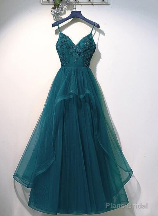 V Neck Tulle Prom Dresses Long Prom Dress Main image