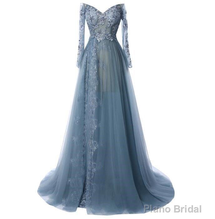 A-Line/Princess Tulle Long Sleeves Sweetheart 2025 Prom Dresses