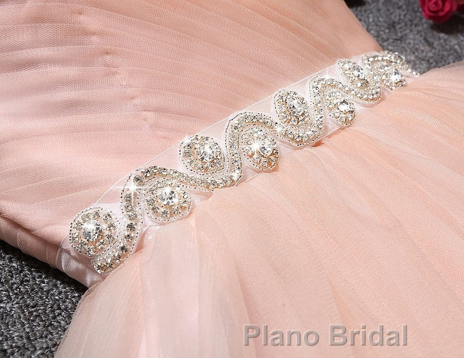 Strapless Blush Pink Tulle Short With Sash Sweet 16 Cute Formal Prom Dresses