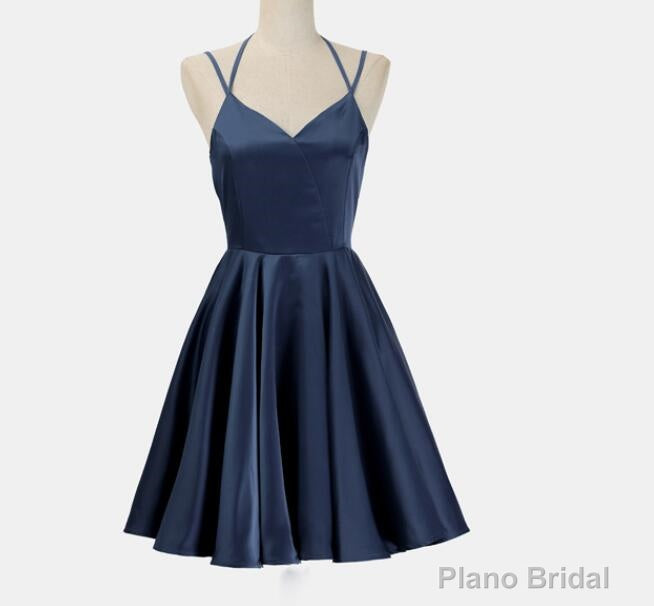 Lovely Short Straps Halter Navy Blue Summer Women in Stock Homecoming Dresses Main image