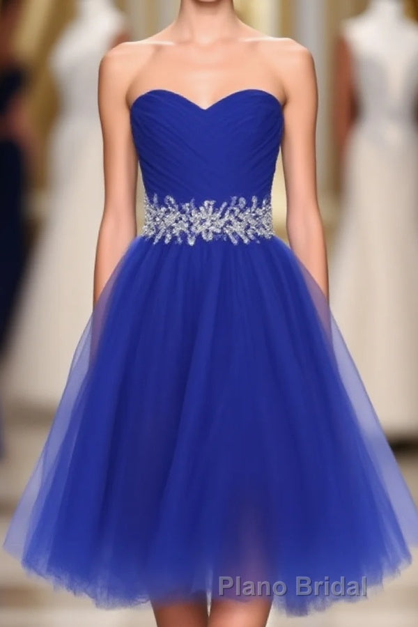 Cheap Homecoing Short Homecoing Sweetheart Royal Blue Homecoing Beading Homecoing Royal Blue Formal Prom Dresses Main image
