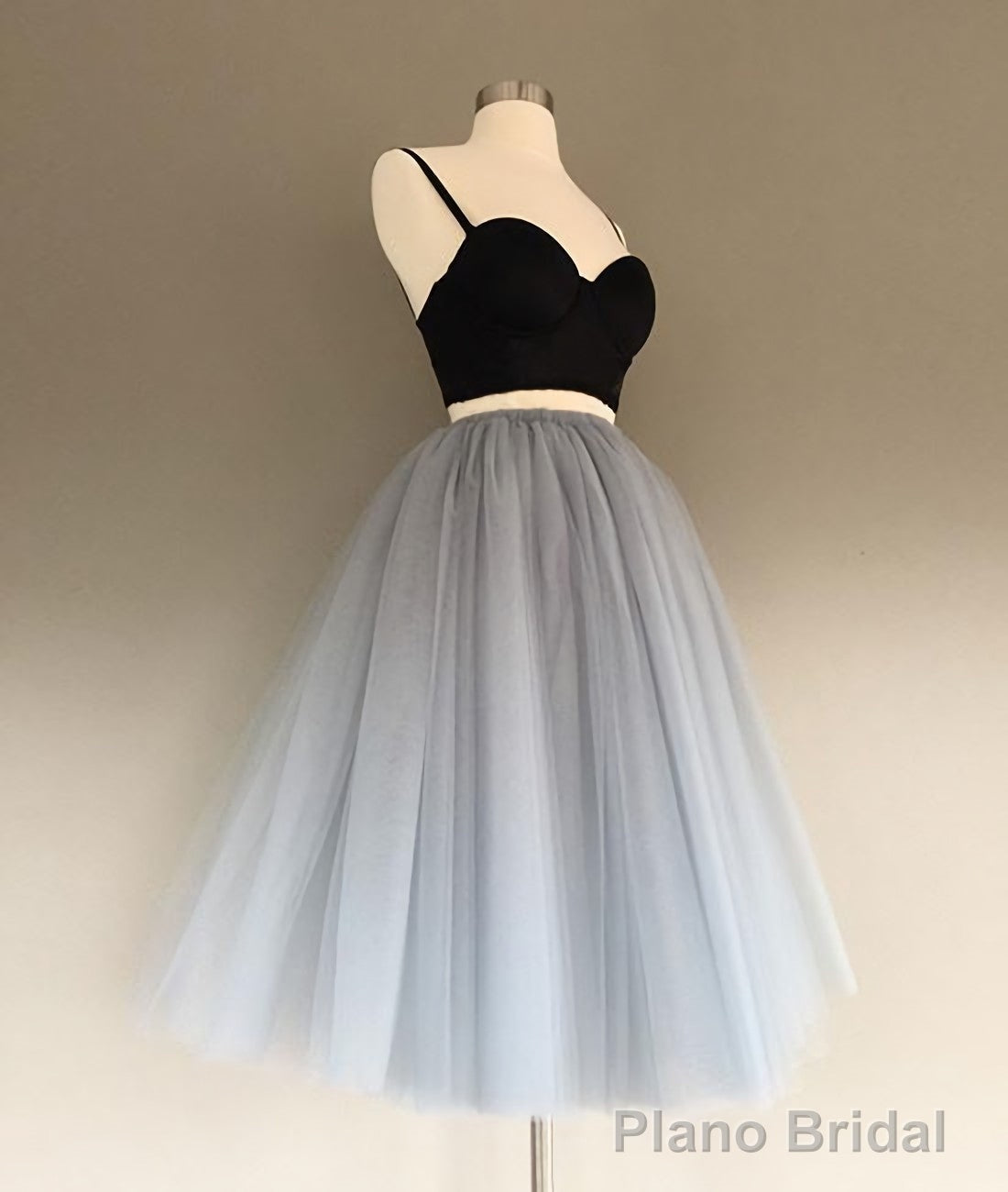 Two Pieces Black And Silver Short Sexy Spaghrtti Strap A Line Prom Dresses Secondary image