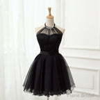 Cute Little Black Short Halter Short 2025 Prom Dresses