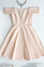 Cute Off The Shoulder Light Pink V Neck Short Prom Dresses