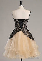 Black Lace Sweatheart Cute Short custom Elegant Wowen Short For Teens Prom Dresses