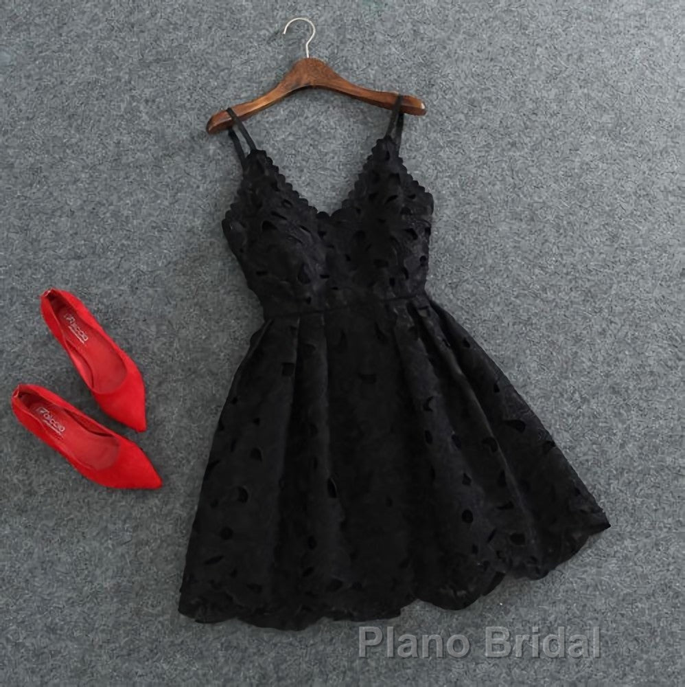 Cute White Lace Short Lace Spaghetti Straps Formal Prom Dresses Secondary image