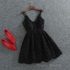 Cute White Lace Short Lace Spaghetti Straps Formal Prom Dresses