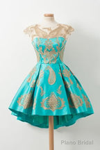 Cap Sleeves Applique Lovely Short Homecoming Dresses