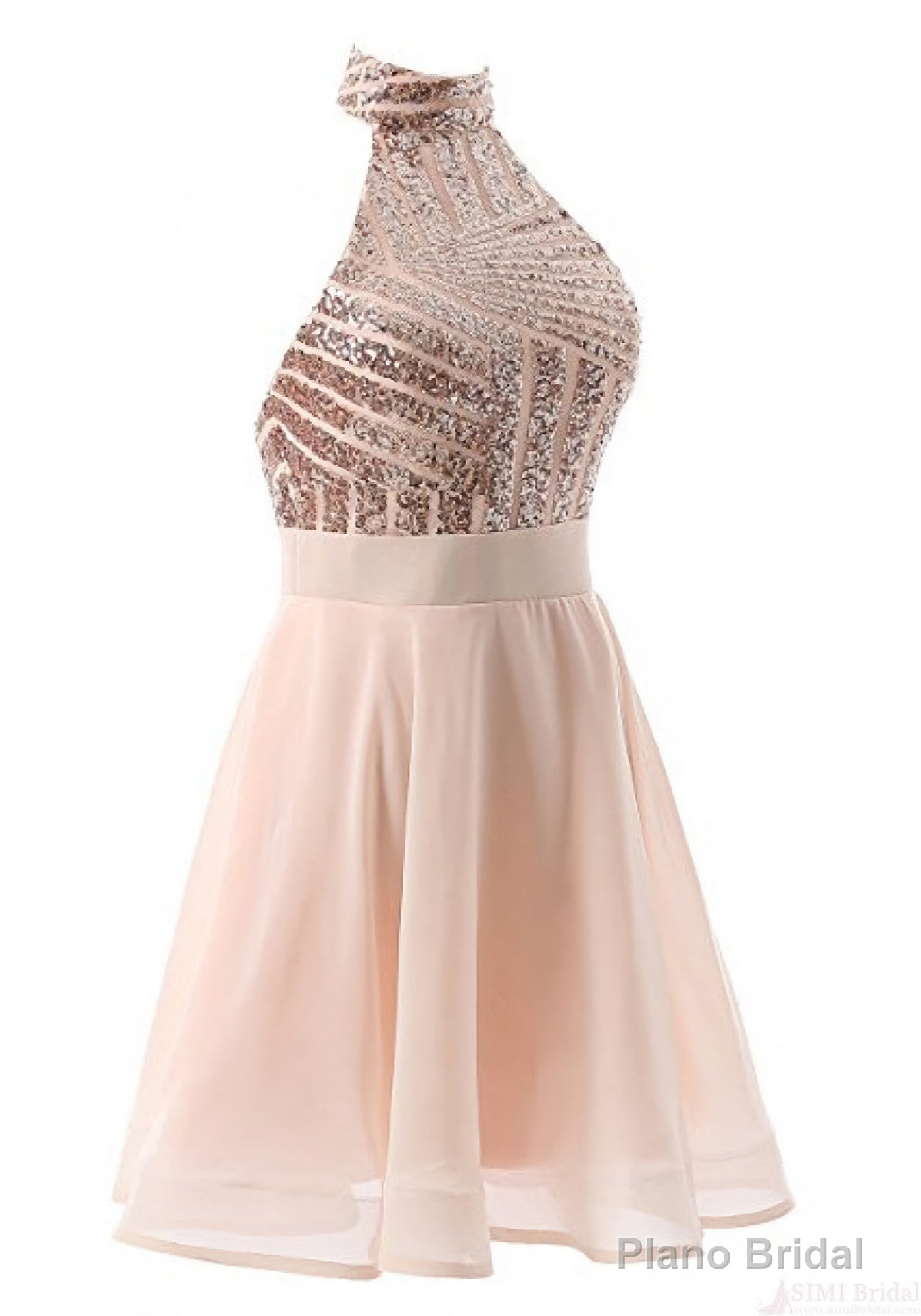 Halter Sequins Backless Mini Short Prom Dresses