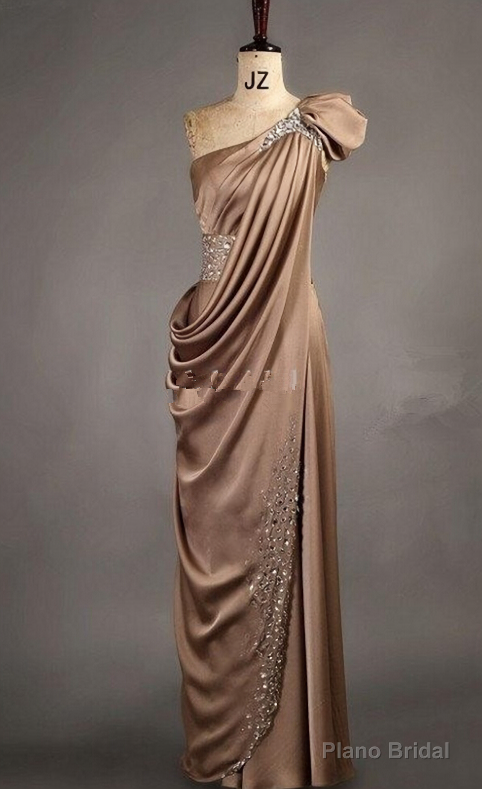 New Arrival Satin One Shoulder Handmade Beads Floor-length Women Evening Dresses Secondary image