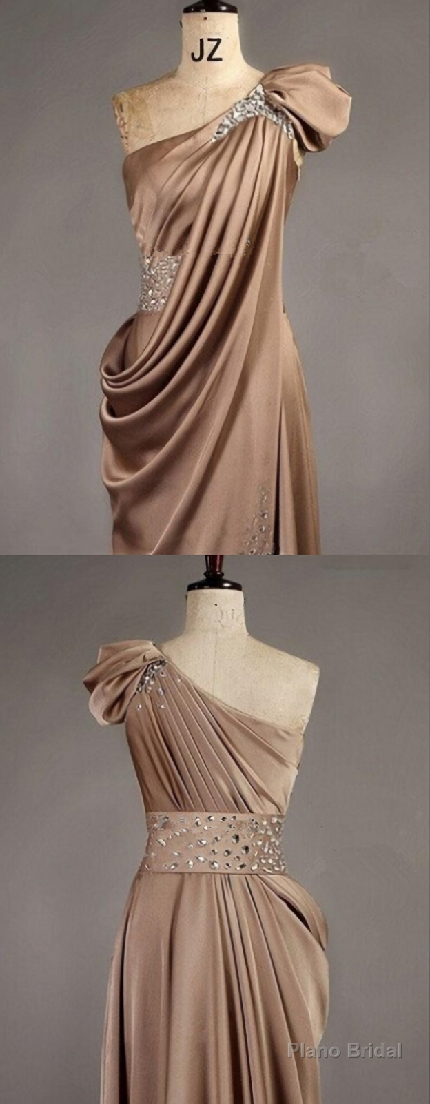 New Arrival Satin One Shoulder Handmade Beads Floor-length Women Evening Dresses Main image