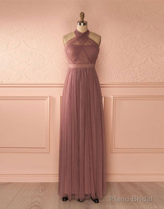 Cute Tulle A Line Long Prom Dress, Bridesmaid Dress Main image