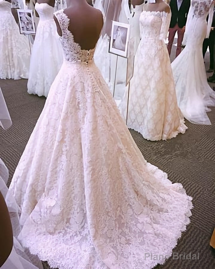 Vintage Cap Sleeves Open Back Lace 2025 White Wedding Dresses Secondary image