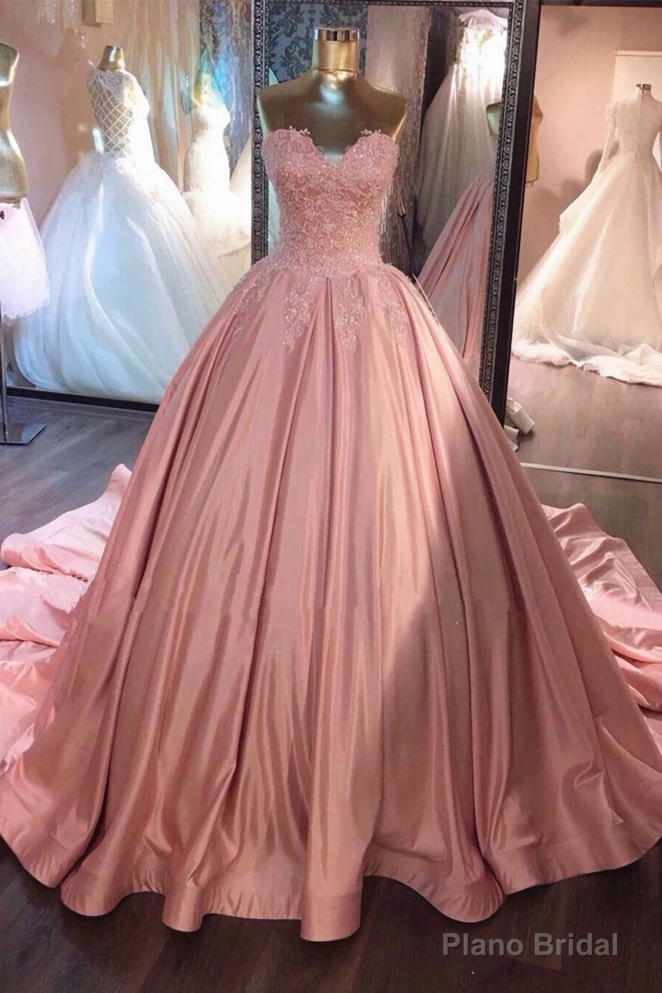 Pink Sweetheart Long Sweet 16 Prom Dresses Secondary image