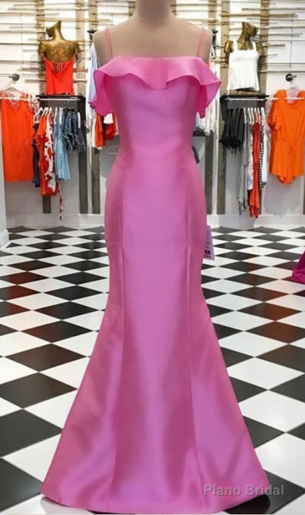 Beautiful Charming Simple Spaghetti Straps Sleeveless Backless Mermaid With Ruched Prom Dresses Main image