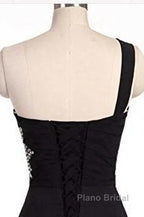 A Line Ombre Blue And Black One Shoulder Short Dc289 Formal Prom Dresses