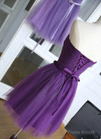 Lovely Dark Purple Tulle 2025 Short Homecoming Dresses