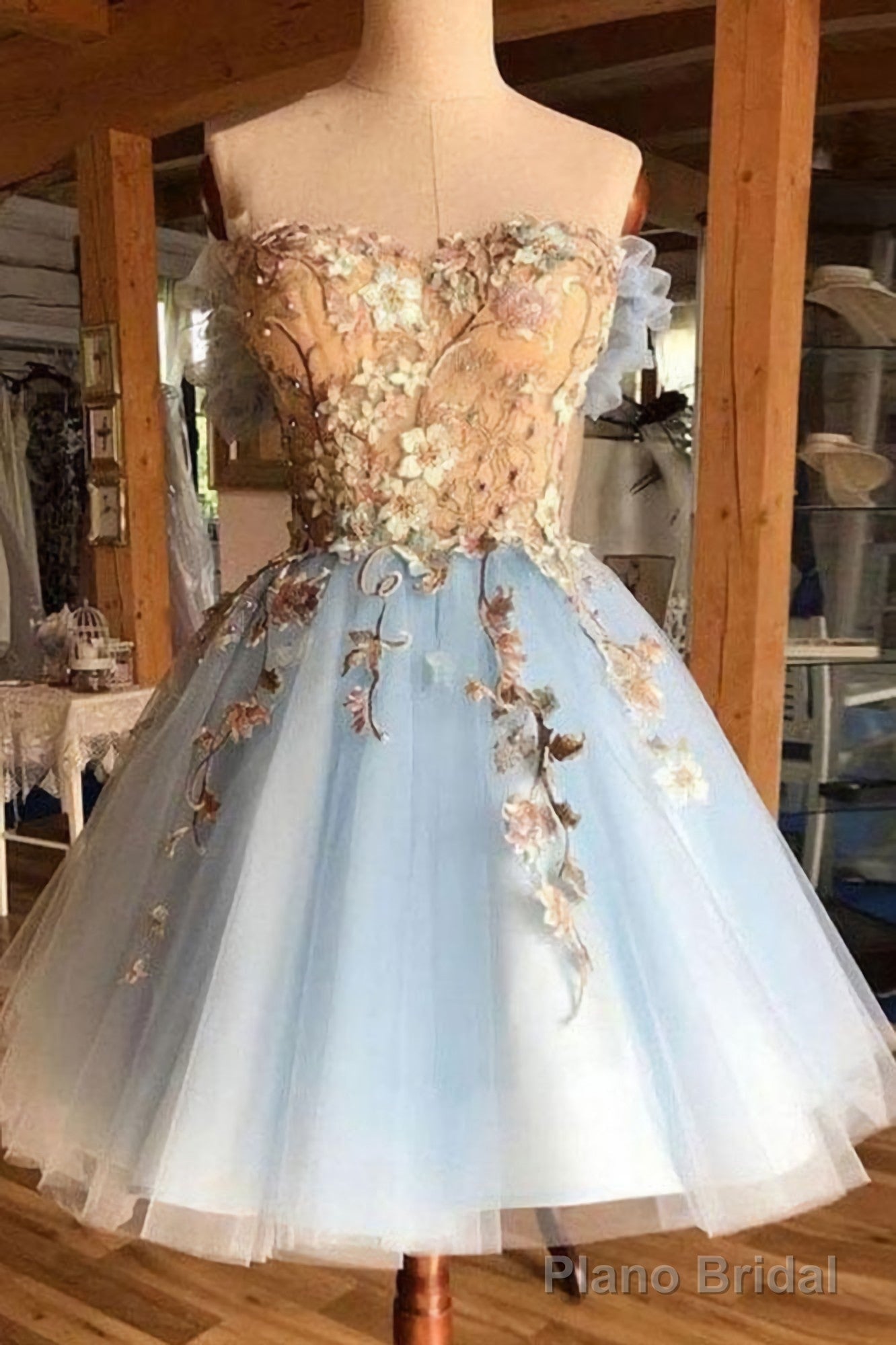 Gorgeous Hoco Sweetheart Light Blue Tulle Short Prom Dresses Main image