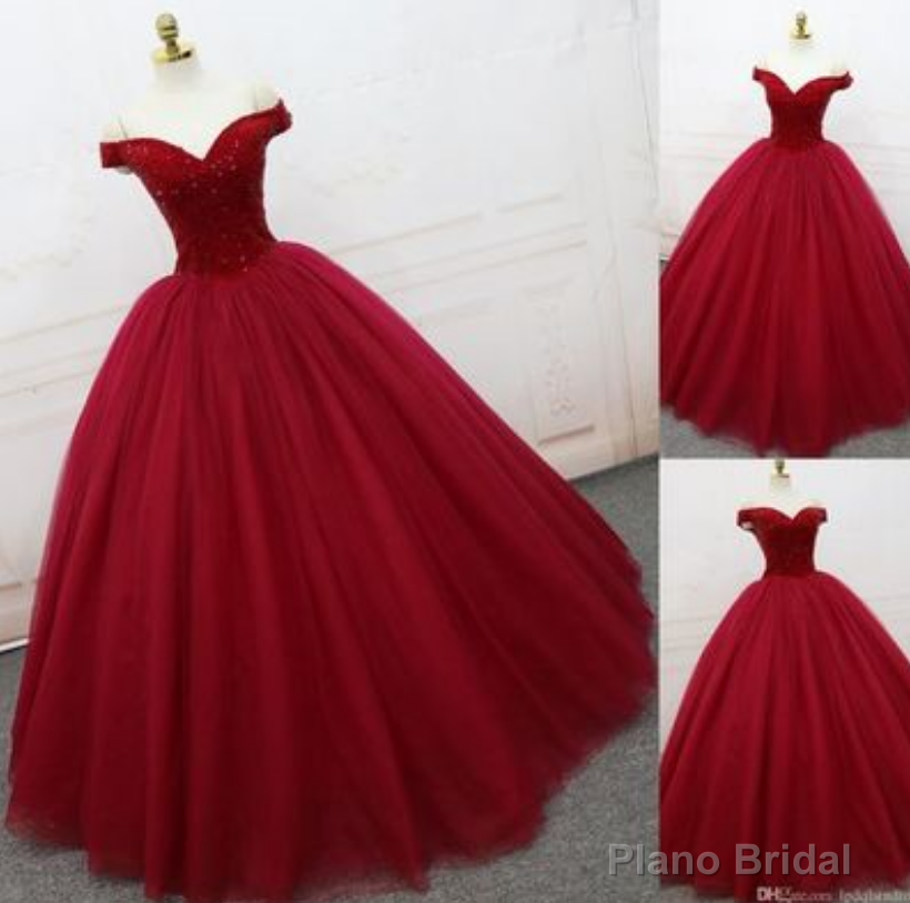 Red Ball Gown Prom Dress, Elegant Off Shoulder Prom Dress, Long Evening Dress Secondary image
