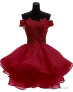 Cute Organza Short with Lace Applique Party Dresses