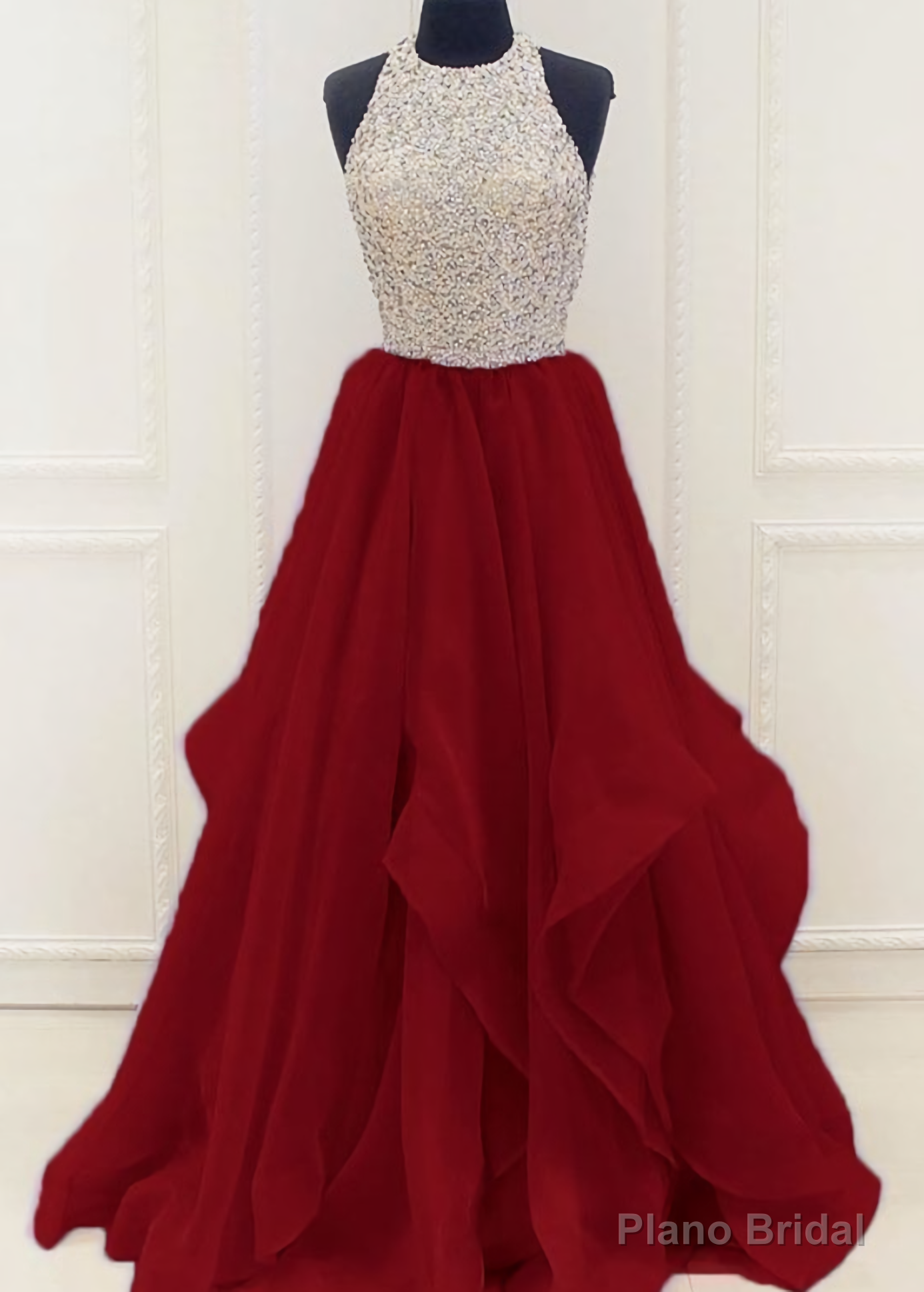 Gorgeous Beaded Sequins Prom Dresses, Keyhole Organza Sweet Party Gown Secondary image