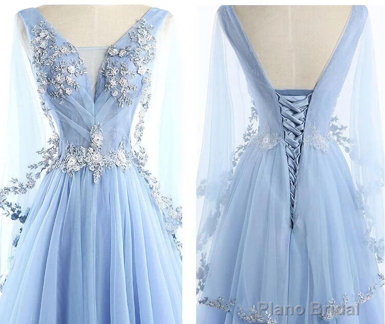 Beautiful Tulle Light Blue Floor Length Prom Dress, New Party Dress Main image