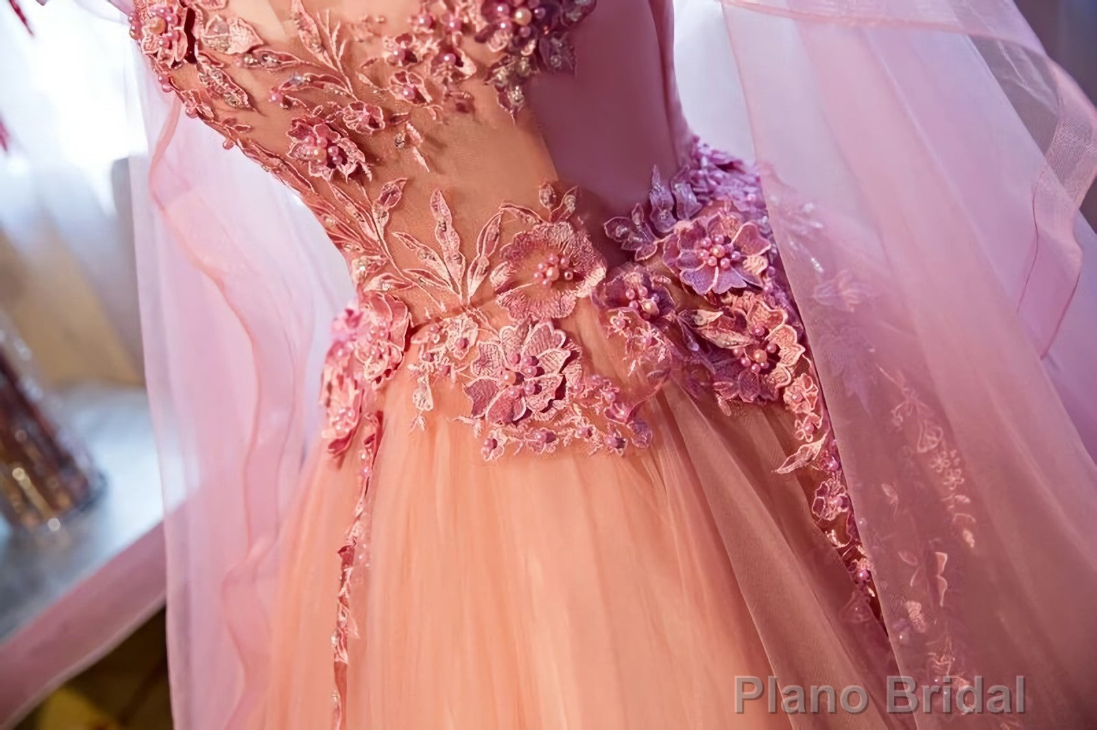 Tulle Sweet 16 With Lace Applique Long Party Dresses