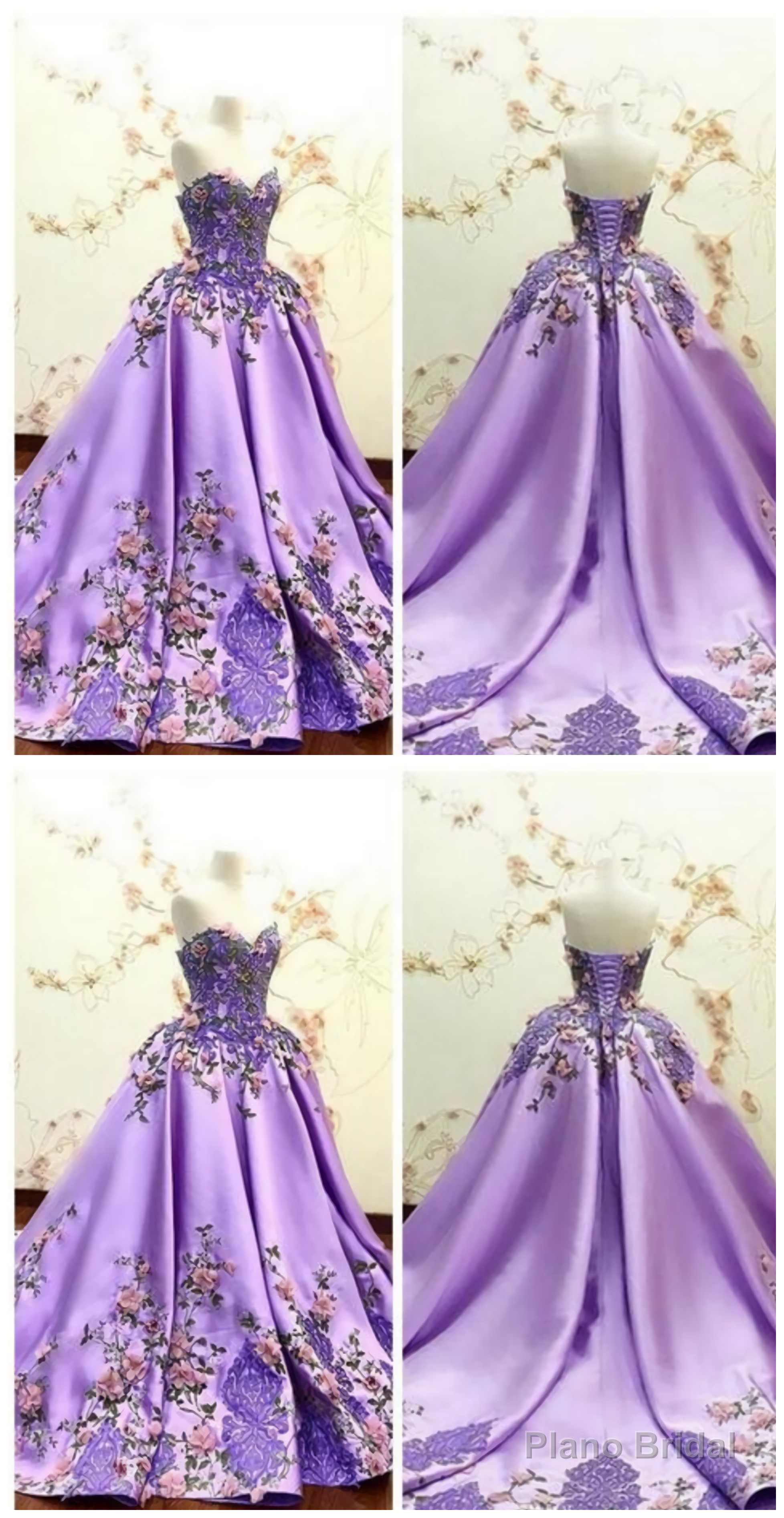 Beautiful Sweetheart 3D Flowers Adorned Prom Dresses, Embroidery Satin Lace Appliques Bandage Formal Special Occasion Evening Party Gowns Secondary image