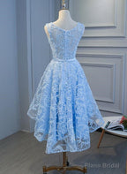 Blue High Low Fashionable Homecoming Dress, Cute Prom Dress