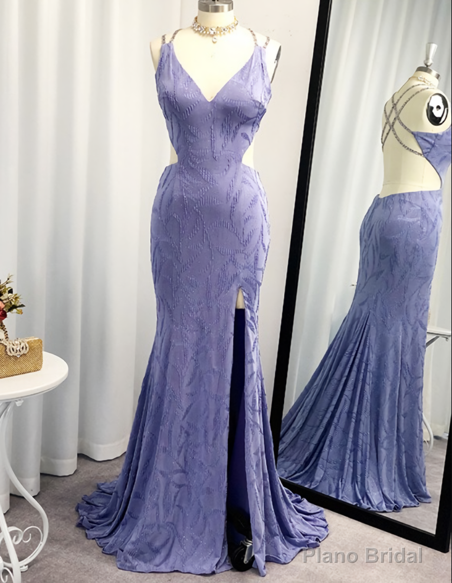 Sheath Column Sleeveless V Neck Ruffles Sweep Brush Train Dresses Main image