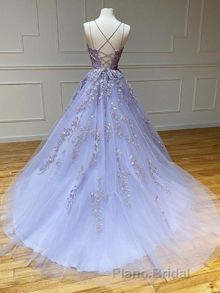 Long Backless Lavender Lace Formal Prom Dresses Secondary image