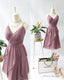 Short V Neck Homecoming Dress With Ruffles
