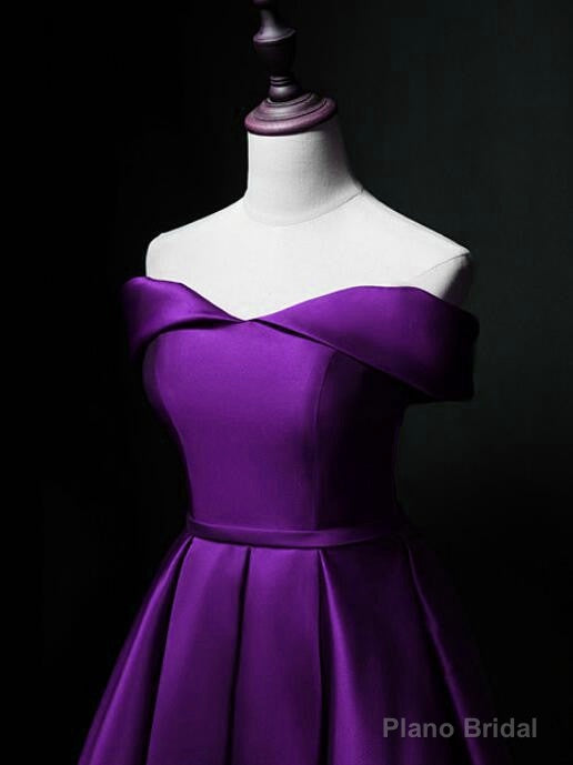 Cute Short Sweetheart Satin Off Shoulder Purple Short Prom Dresses Secondary image