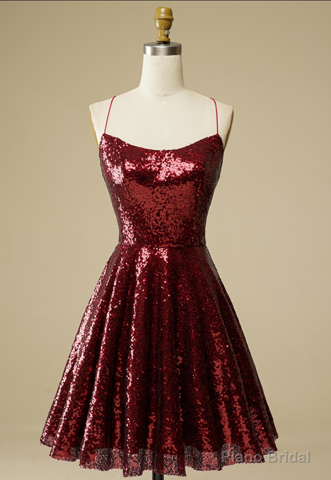 Sequin Criss-Cross Straps Burgundy Homecoming Dresses Main image
