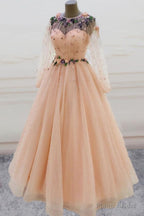 Cute Tulle Applique Long Prom Dress, Evening Dress