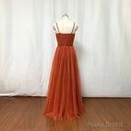 Bridesmaid Dresses, Burnt Tulle Bridesmaid Dress, 2025 Spaghetti Straps Boho