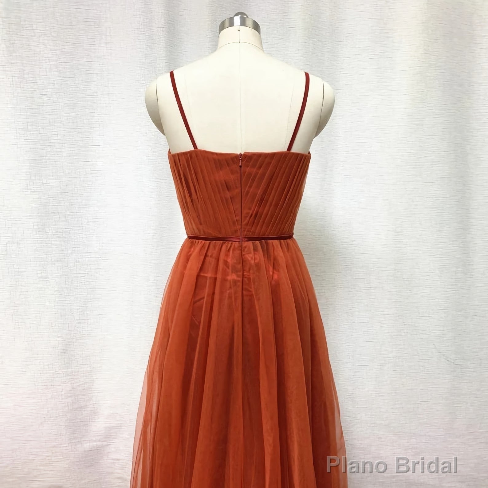 Bridesmaid Dresses, Burnt Tulle Bridesmaid Dress, 2025 Spaghetti Straps Boho